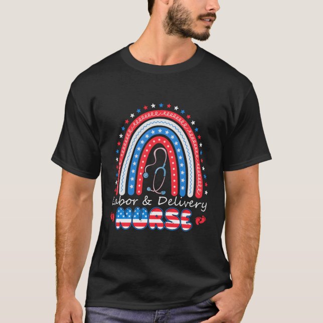 Camiseta 4 De Julho, Rainbow Stethoscope Patriotic Labor De (Frente)