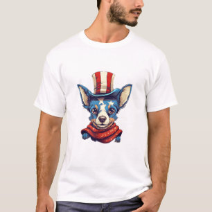 Camiseta 4 De Julho Rato Patriótico Terrier Dog