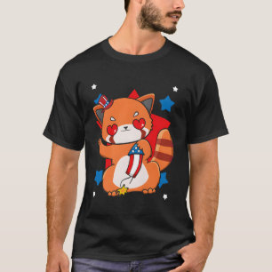 Camiseta 4 De Julho, Red Panda Patriotic Firework Usa