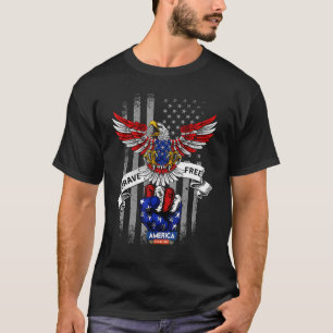 Camiseta 4 de julho Red White e Blue Eagle Óculos escuros E