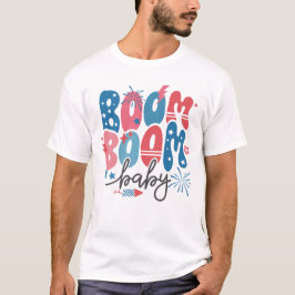 CAMISETA 4 DE JULHO RETRO BOOM BOOM BABY FIREWORTS