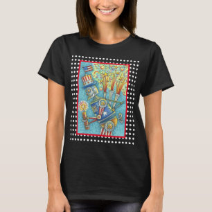 Camiseta 4 DE JULHO, ROBÔ DE FIREWORKS, T-SHIRT Blk STEAMPU