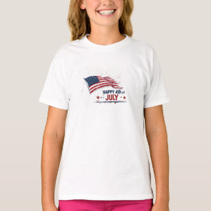 Camiseta 4 de Julho - Salpico Artístico da Bandeira dos EUA