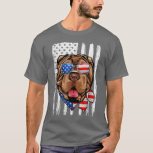 Camiseta 4 De Julho Shar Pei American Flag Patriotic Dog L