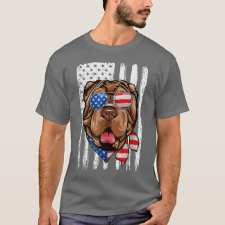 Camiseta 4 De Julho Shar Pei American Flag Patriotic Dog L