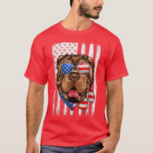 Camiseta 4 De Julho Shar Pei American Flag Patriotic Dog L