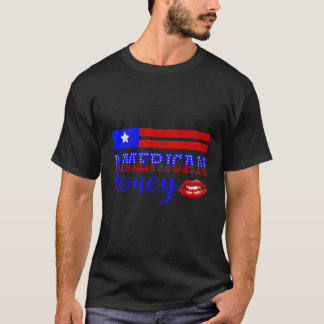 Camiseta 4 De Julho Sublimação Patriótica De Mel Americana