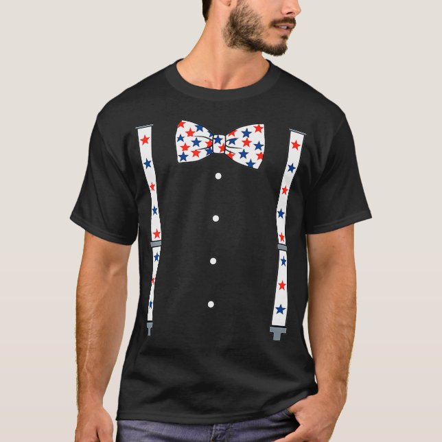 Camiseta 4 De Julho Suspendedores E Estrelas Arcos (Frente)