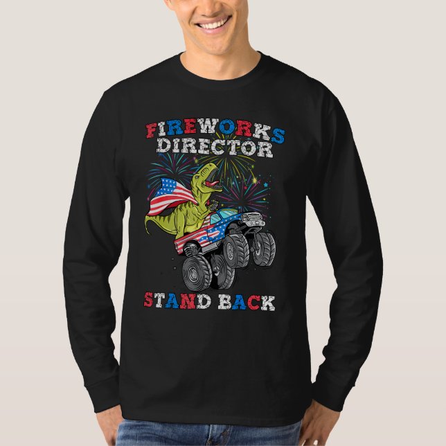 Camiseta 4 De Julho T Rex Monster Truck Fireworks Diretor (Frente)