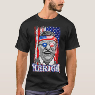 Camiseta 4 De Julho Theodore Roosevelt Merica Patriótica Eu