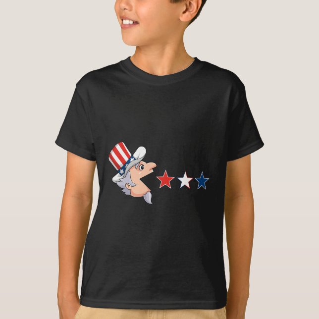 Camiseta 4 de julho Tio Sam American Stars Divertimento Gar (Frente)