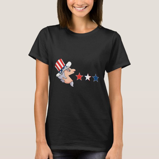 Camiseta 4 de julho Tio Sam American Stars Divertimento Gar (Frente)