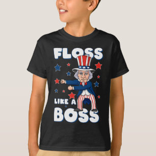 Camiseta 4 De Julho Tio Sam Floss Como Um Chefe Garotos