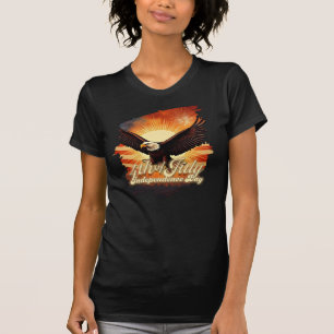 Camiseta 4 de Julho – Tributo ao Águia Majestosa e Fogos de