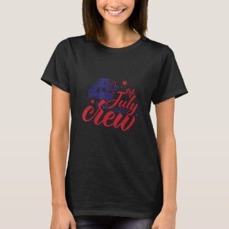 Camiseta 4 de julho Tripulação norte-americana bandeira Via