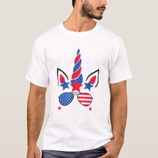 Camiseta 4 De Julho, Unicorn American Flag Patriotic
