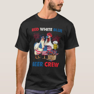 Camiseta 4 De Julho Vermelho Branco Azul Cerveja Frango EUA