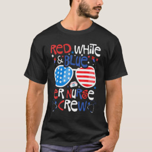 Camiseta 4 De Julho Vermelho Branco Azul Equipe De Enfermei