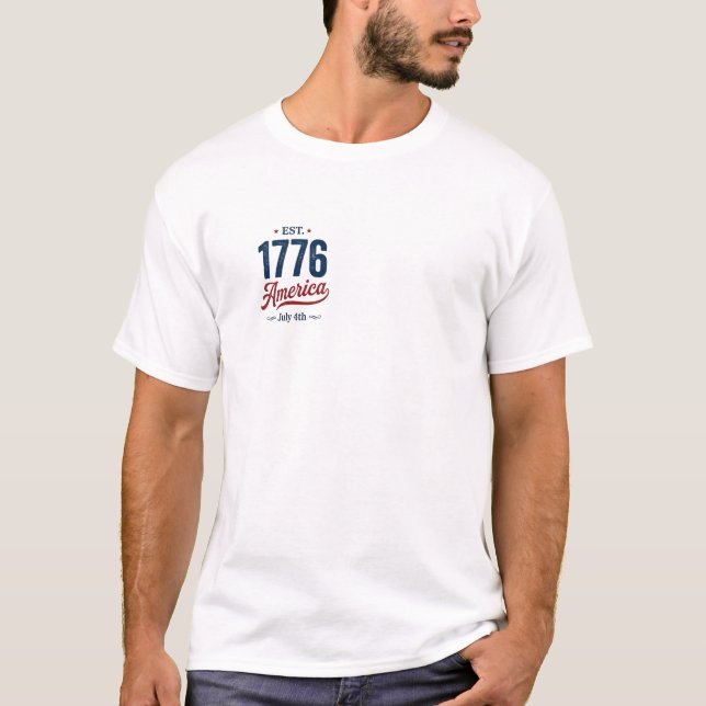 Camiseta 4 de julho vermelho branco e azul  (Frente)