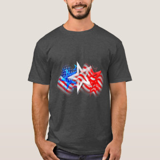 Camiseta 4 De Julho Vermelho Branco Estrelas Azuis Bandeira