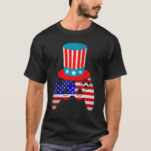 Camiseta 4 De Julho Vídeo Jogo American Flag Patriotic Gam