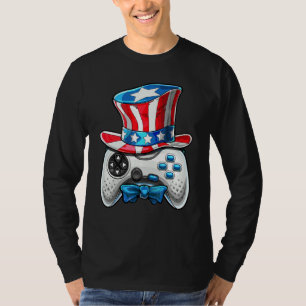 Camiseta 4 de julho Vídeo Jogo American Flag Tio Sam Gam