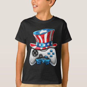 Camiseta 4 de julho Vídeo Jogo American Flag Tio Sam Gam