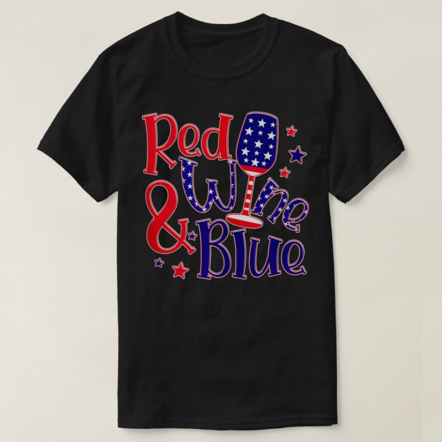 Camiseta 4 De Julho Vinho Vermelho E Azul Funny América F (Frente do Design)