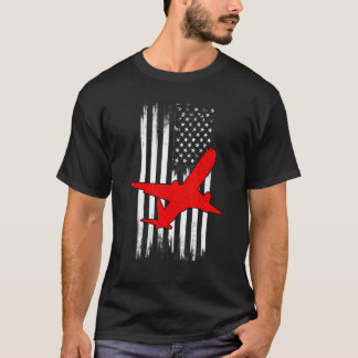 Camiseta 4 de julho Vintage EUA Flag American Aircraft Mech