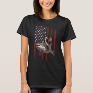 Camiseta 4 de julho Washington Riding Shark USA American F