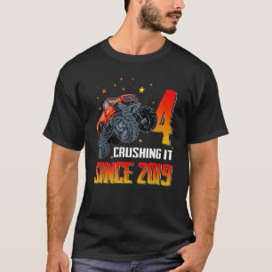 Camiseta 4 Esmagando Desde 2019 Monster Truck 4. º Nascimen