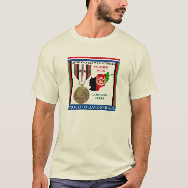 CAMISETA 4 ESTRELAS DE CAMPANHA AFEGANISTÃO WAR VETERAN (Frente)