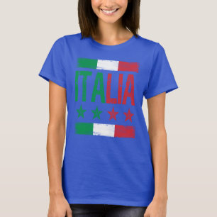 Camiseta 4 Estrelas Itália com a bandeira italiana distress