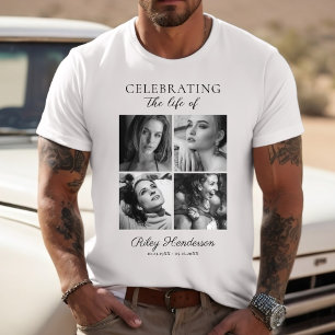 Camiseta 4 Fotos Celebração da Vida Memorial Branco