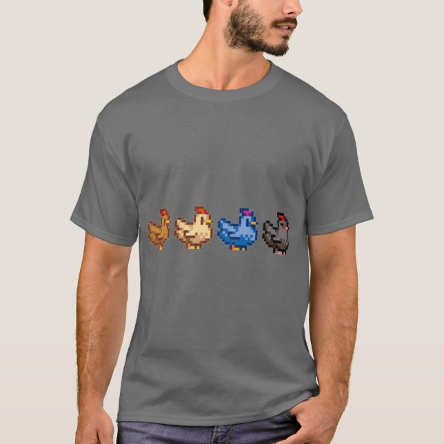 Camiseta 4 Galinhas amigos Stardew Valley (Frente)