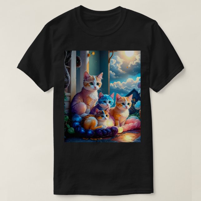 Camiseta 4 Gatinhos Posando (Frente do Design)
