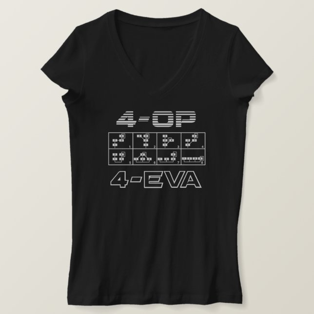 Camiseta 4-OP 4-EVA - Teto de síntese FM de 4 operadores (Frente do Design)