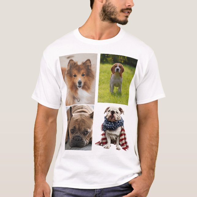 Camiseta 4 Photo Collage Dog Lover Pet (Frente)