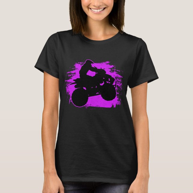 Camiseta 4 Rodas, Quad Bike Pink, ATV Riding Gift Women Gir (Frente)