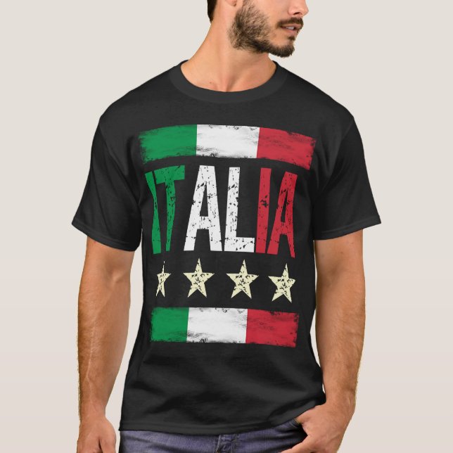 Camiseta 4 Star Italia com bandeira italiana e retrato em r (Frente)