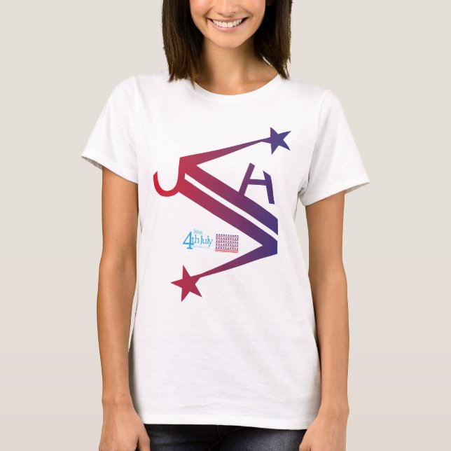 Camiseta 4 th July usa/eeuu texto simplificado by Masanser (Frente)
