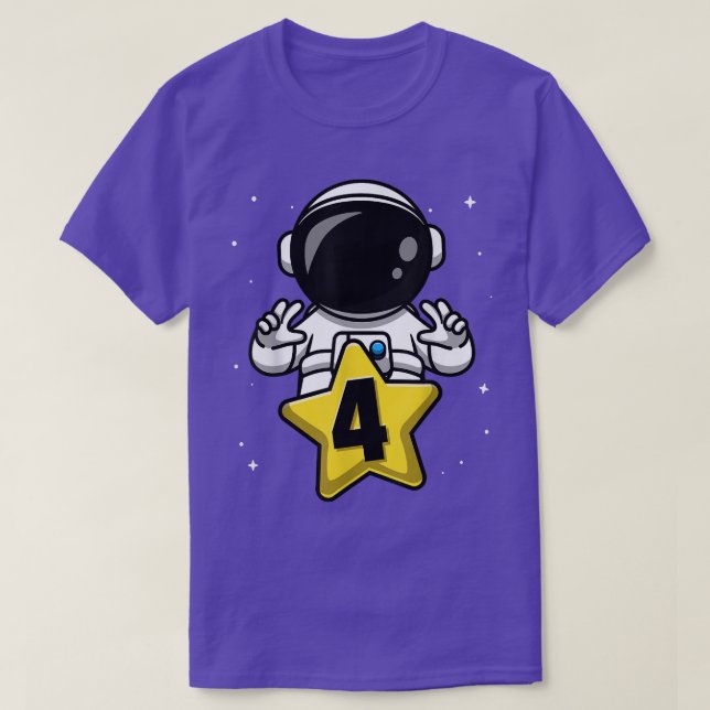 Camiseta 4 Year Old Birthday Boy Astronaut  4th Bday Party  (Frente do Design)