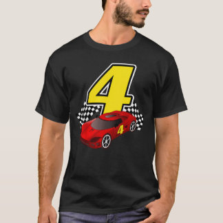 Camiseta 4 Year Old Racecar Sportscar Birthday Boys Girls G