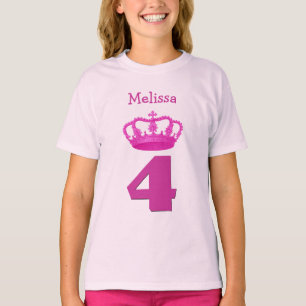 Camiseta 4o Coroa do aniversário e menina conhecida feita
