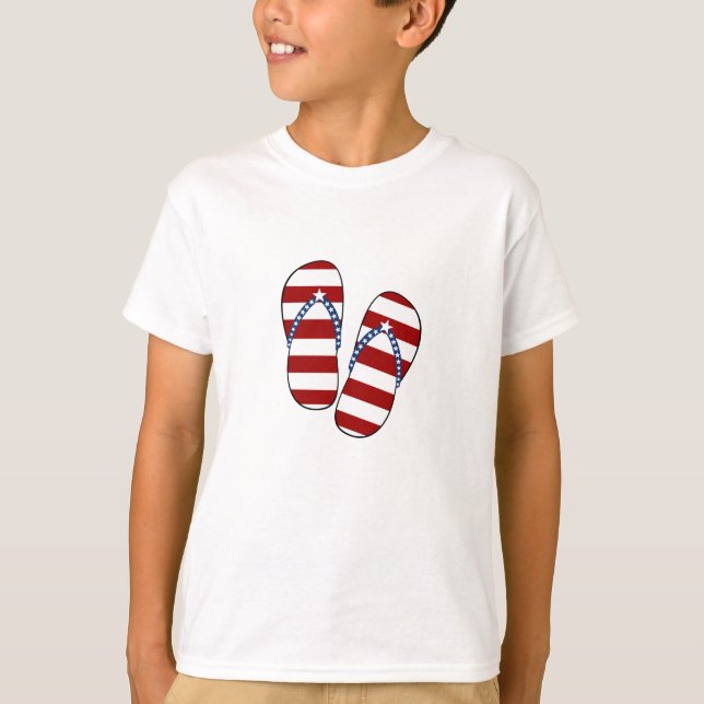 Camiseta 4o de chinelos patrióticos da bandeira americana (Frente)