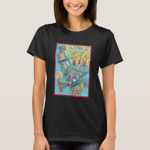 Camiseta 4o DO ROBÔ dos FOGOS-DE-ARTIFÍCIO de JULHO, pret