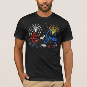 Camiseta 4o do t-shirt dos fogos-de-artifício de julho