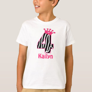 Camiseta 4o Princesa Personalized da zebra da menina do