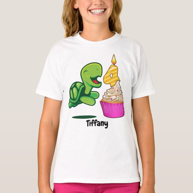 Camiseta 4o Tartaruga do aniversário (Frente)