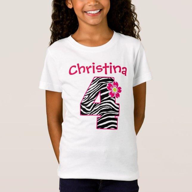 Camiseta 4o Teste padrão da zebra do rosa quente & do preto (Frente)